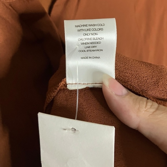 A Loves A Button Down Front Tiered Midi Shirt Dress Boho Autumn Burnt Orange L - Picture 7 of 9